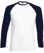 White/Deep Navy* - Long sleeve baseball T image