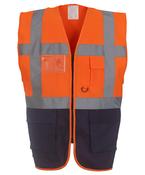 Orange/Navy - Multifunctional executive hi-vis waistcoat (HVW801)