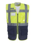 Yellow/Navy - Hi-vis top cool open-mesh executive waistcoat (HVW820)