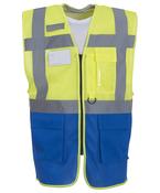 Yellow/Royal Blue - Hi-vis top cool open-mesh executive waistcoat (HVW820)