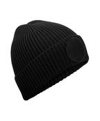 Black - Circular fashion patch beanie
