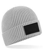 Light Grey/Black - Fashion patch beanie