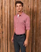 Mens' Microcheck Gingham Long Sleeve Cotton Shirt image