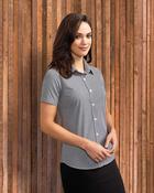 Ladies' Microcheck Gingham Short Sleeve Cotton Shirt image