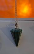 STERLING SILVER CHAIN WITH A GEMSTONE STYLE PENDANT NECKLACE (GREEN AND BLACK) image