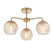 ENDON UPSHIRE DIMPLE 3LT SEMI FLUSH LIGHT S/B C/G 91968 image
