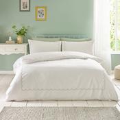 Scallop Border White/Green Duvet Set