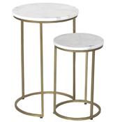 Aria White Marble &amp; Gold Nest of Tables