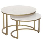 Aria Set of 2 White Marble Coffee Tables