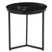 Leo Black Round Stone Side Table