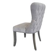 Amelia Fabric Dining Chair Grey with Brass Studs
