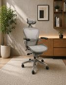 Herman Miller Aeron Chair with Headrest (Mineral Grey - Size B)