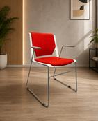 Haworth Meeting Chair – Red Upholstered | Sled Base image