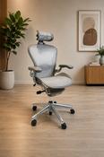 Herman Miller Aeron Chair with Headrest (Mineral Grey - Size B) (Slight  Damage On Mesh) image