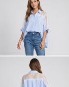 Belle Striped Lace Blouse 'Blue &amp; White' LIVE