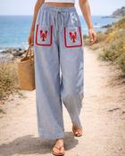 Marella Cotton Striped Trousers 'Blue/White/Red' image