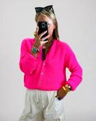 Knit Jordan Cardigan ‘Neon Pink’ - Kid Mohair (Code: JORDAN99 - 2 Colours for €99)