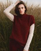 Pippa Lace Insert Knit Jumper 'Burgundy &amp; Cream' image
