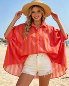 Gaga Cotton Striped Shirt 'Baby Pink &amp; Orange'