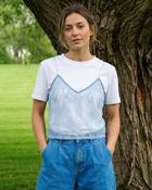 Annie Lace Overlay T-Shirt 'White &amp; Baby Blue' image
