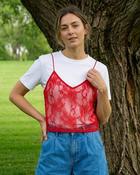 Annie Lace Overlay T-Shirt 'White &amp; Red' image