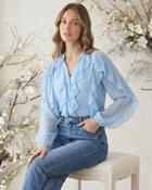 Florence Soft Frill Blouse 'Baby Blue'