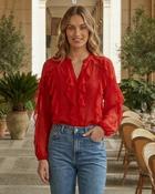 Florence Soft Frill Blouse 'Red' LIVE 27/8