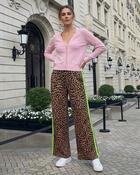 Mia Spring Sweatpants Neon Green Stripes 'Leopard Print' image