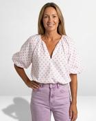 Maison Polka Dot Blouse 'White &amp; Pink'