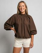 Hazel Puff Blouse 'Brown'