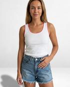 Lumi Cotton Ribbed Sleeveless T-Shirt 'White &amp; Neon Pink' image