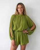 Florence Cheesecloth Playsuit 'Pistachio Green' image