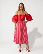 Boheme Linen Striped Skirt 'Baby Pink &amp; Red'