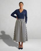 Boheme Linen Striped Skirt 'Cream &amp; Navy'