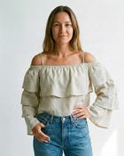 Malibu Frilled Top 'Oatmeal'