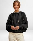 Celeste Embellished Satin Blouse 'Black' image