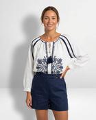 Nula Embroidered Blouse 'White &amp; Navy' image