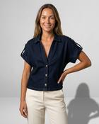 Sirena Gold Buttons Shirt 'Dark Denim' image