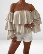 Malibu Frilled Top 'Oatmeal'