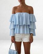 Malibu Frilled Top 'Baby Blue'