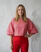 Cherry Blossom Gingham Top 'Baby Pink &amp; Red'