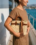Mila Straw real Suede Crossbody Bag image