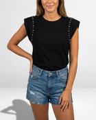 Ivory Star Studs T-Shirt 'Black'