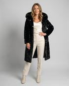 Sian Hooded Fur Coat 'Black' image