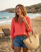 Ivy Gingham Neon Shirt 'Neon Orange &amp; Pink'( pre order ) image