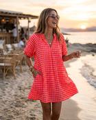 Ivy Gingham Cotton Neon Dress 'Neon Orange &amp; Pink' ( pre order ) image