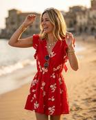 Stella Embroidered Dress 'Tomato Red' image