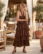Verona Ruffled Dress 'Brown