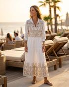 Linnea Gold Embroidered Dress 'White &amp; Gold' LIVE 23/7 image