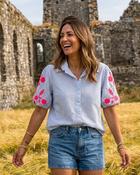 Zara Striped Neon Shirt 'Blue/White/Neon Pink' image